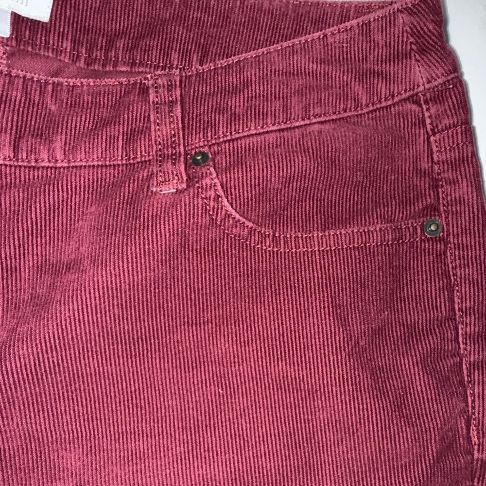 Garnet Hill Maroon Burgundy Corduroy Pants Organic Cotton 10 Petite - Picture 10 of 14